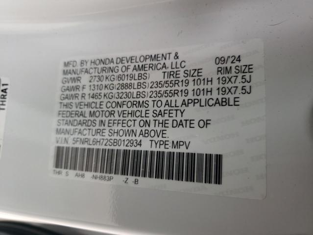 2025 HONDA ODYSSEY SP 5FNRL6H72SB012934