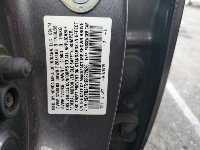 VIN 19XFB2F51EE272526 2014 HONDA CIVIC no.12