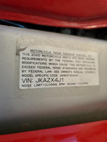 2000 KAWASAKI ZX600 J1 JKAZX4J16YA016284