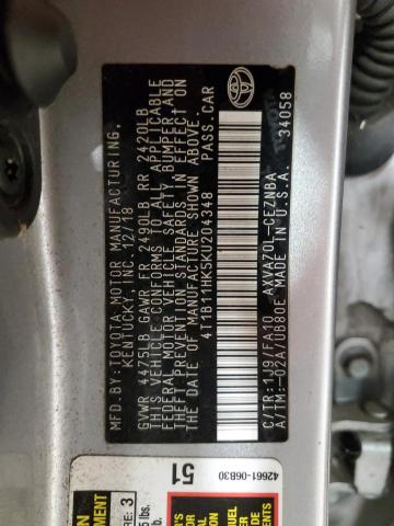 2019 TOYOTA CAMRY L - 4T1B11HK5KU204348