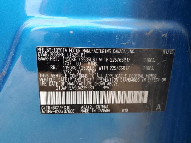 2016 TOYOTA RAV4 XLE - 2T3WFREV9GW235360