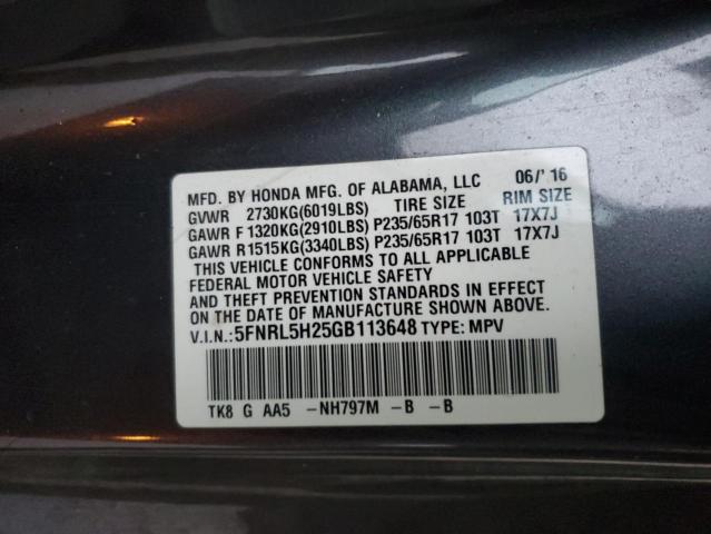 2016 HONDA ODYSSEY 5FNRL5H25GB113648