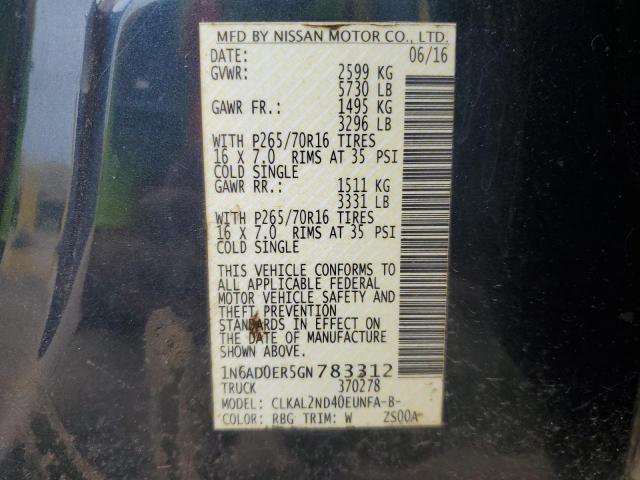 2016 NISSAN FRONTIER S 1N6AD0ER5GN783312