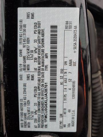 2020 FORD ESCAPE SE - 1FMCU0G6XLUA38761