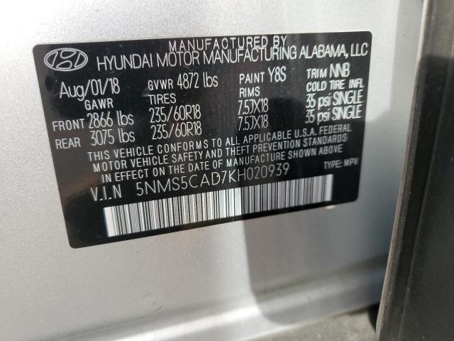 VIN 5NMS5CAD7KH020939 2019 HYUNDAI SANTA FE no.13