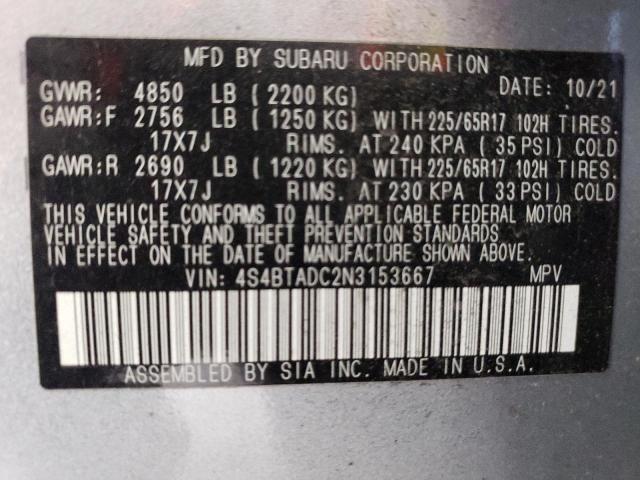 VIN 4S4BTADC2N3153667 2022 SUBARU OUTBACK no.13