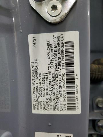 VIN 1HGCV1F35MA087160 2021 HONDA ACCORD no.12