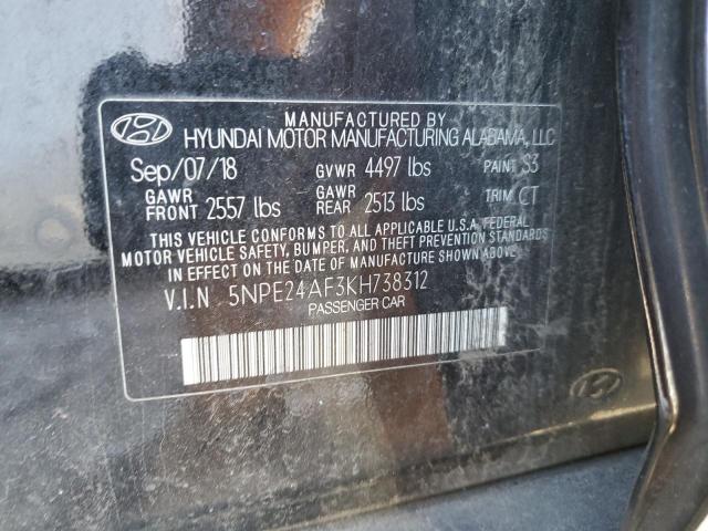 VIN 5NPE24AF3KH738312 2019 HYUNDAI SONATA no.12