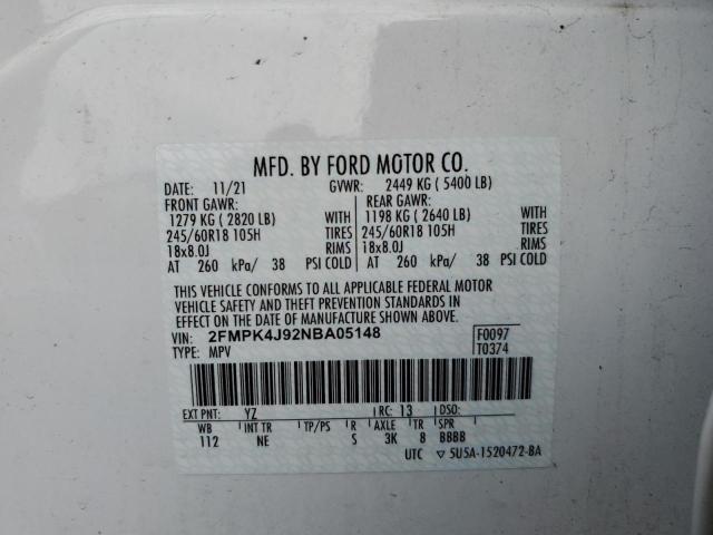2022 FORD EDGE SEL - 2FMPK4J92NBA05148