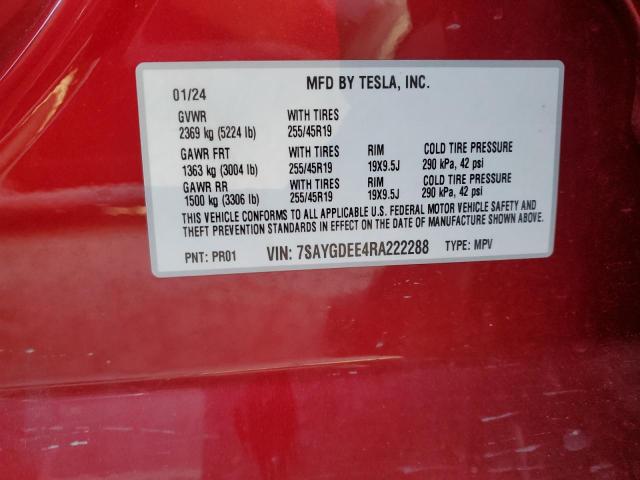 2024 TESLA MODEL Y - 7SAYGDEE4RA222288