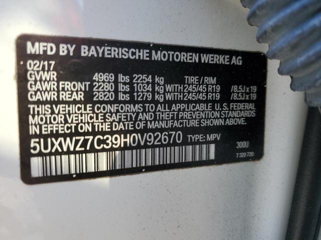 2017 BMW X3 SDRIVE2 - 5UXWZ7C39H0V92670
