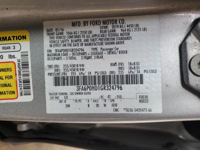 VIN 3FA6P0HD1GR324796 2016 FORD FUSION no.12