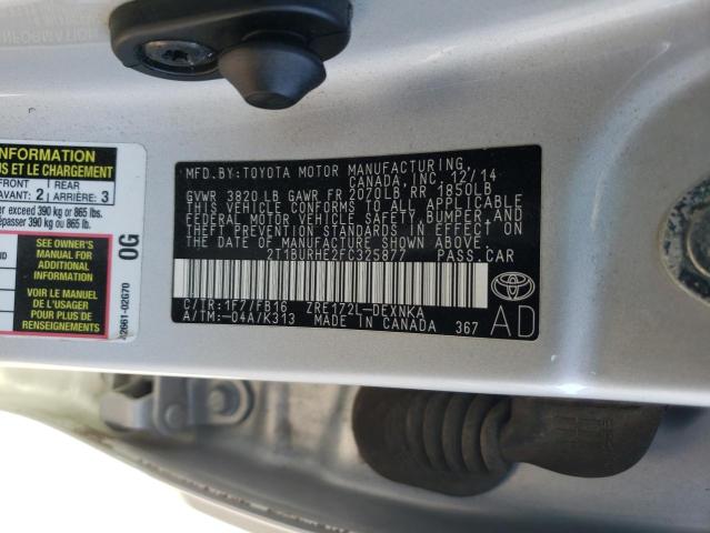 2015 TOYOTA COROLLA L - 2T1BURHE2FC325877