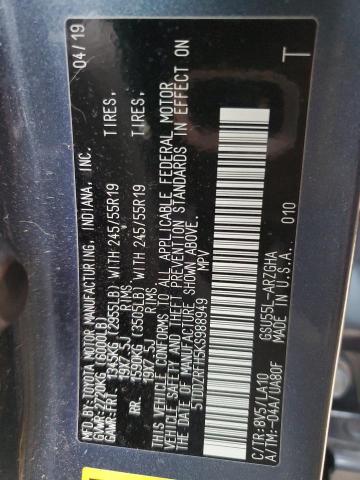 2019 TOYOTA HIGHLANDER - 5TDDZRFH5KS988949