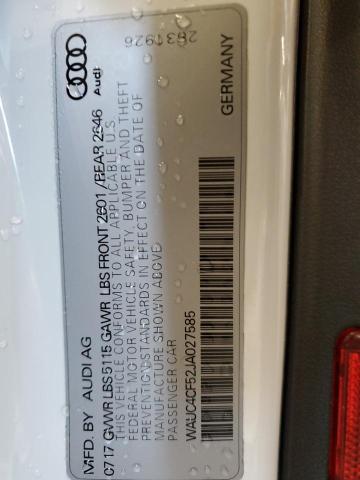 2018 AUDI S5 PRESTIG WAUC4CF52JA027585