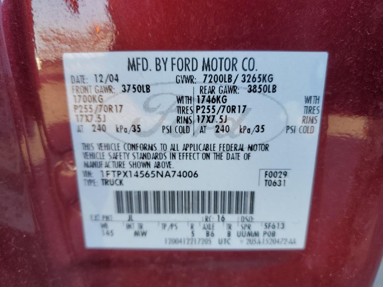 Lot #3022484962 2005 FORD F150