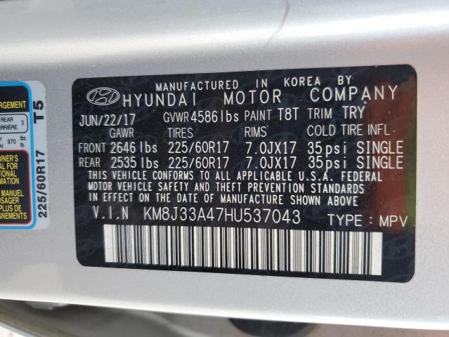 2017 HYUNDAI TUCSON LIM - KM8J33A47HU537043
