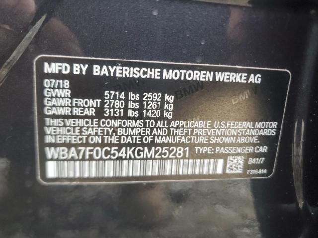 2019 BMW 750 I - WBA7F0C54KGM25281
