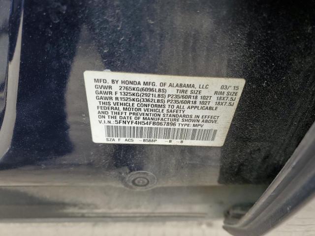 2015 HONDA PILOT EXL - 5FNYF4H54FB067896