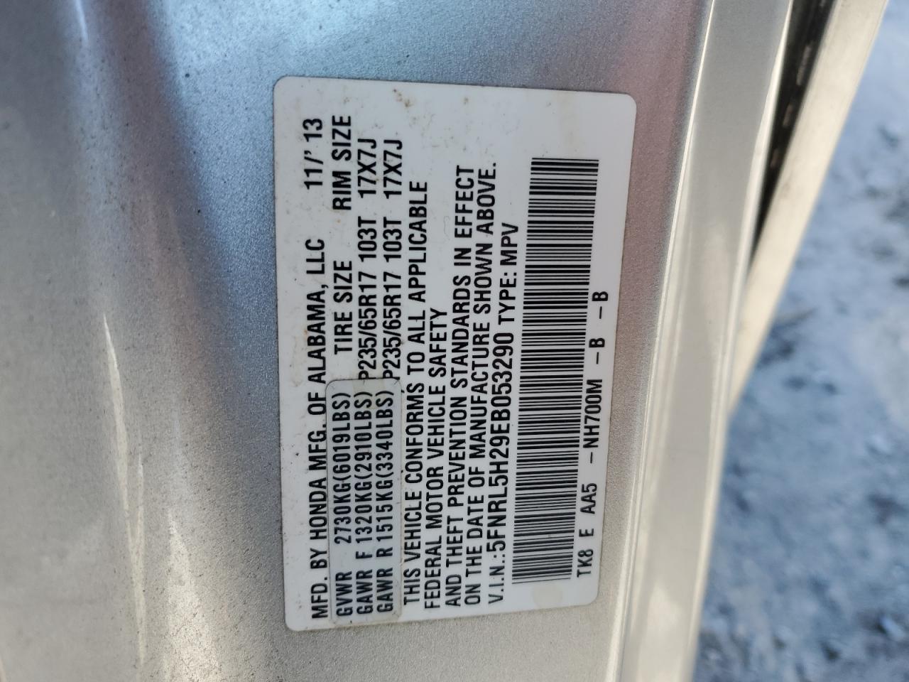 Lot #3034431783 2014 HONDA ODYSSEY LX