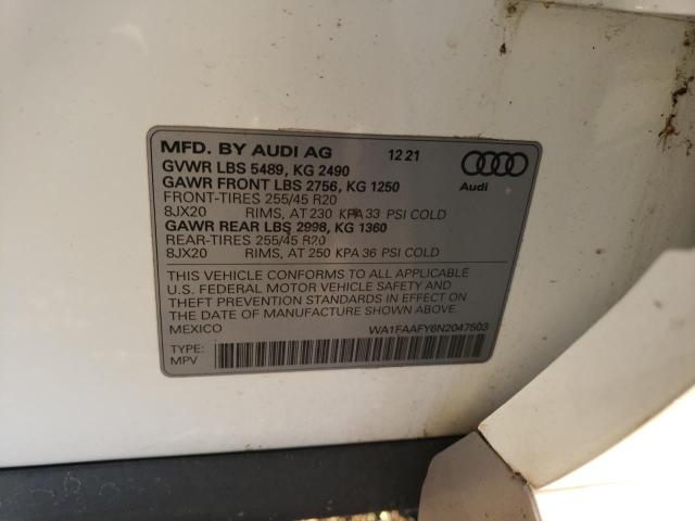 2022 AUDI Q5 PRESTIG WA1FAAFY6N2047503