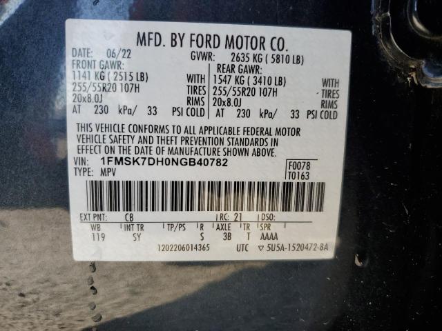 VIN 1FMSK7DH0NGB40782 2022 FORD EXPLORER no.13