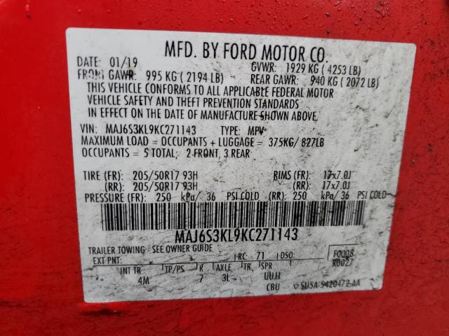 VIN MAJ6S3KL9KC271143 2019 FORD ECOSPORT no.13