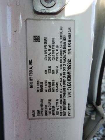 2021 TESLA MODEL 3 - 5YJ3E1EB8MF992992