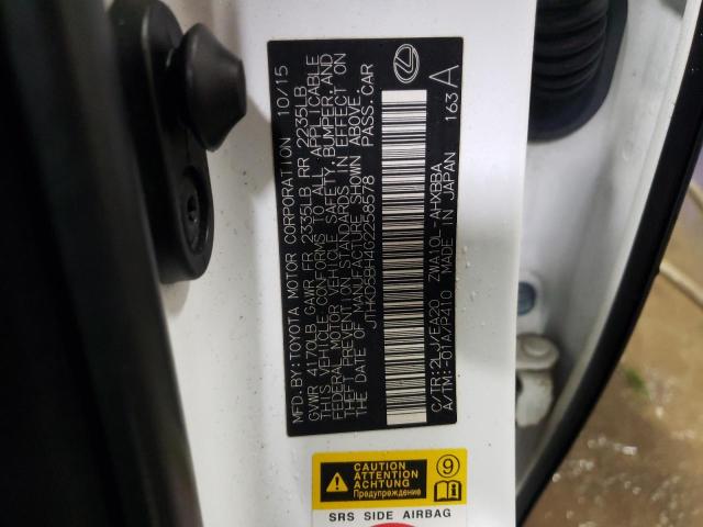 2016 LEXUS CT 200 - JTHKD5BH4G2258578