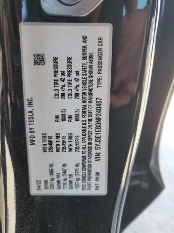 2022 TESLA MODEL 3 - 5YJ3E1EB3NF240487
