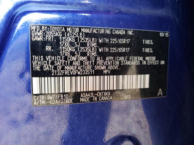 2015 TOYOTA RAV4 LE - 2T3ZFREV0FW233511