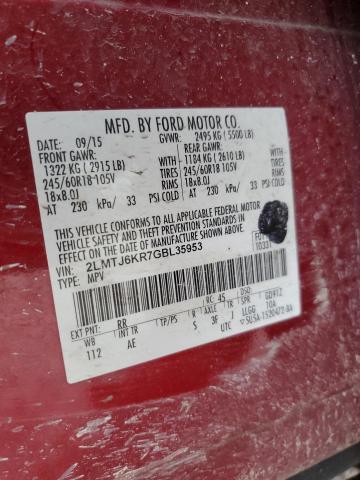 2016 LINCOLN MKX SELECT 2LMTJ6KR7GBL35953