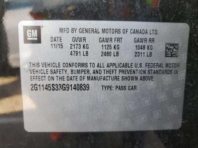 VIN 2G1145S33G9140839 2016 CHEVROLET IMPALA no.13