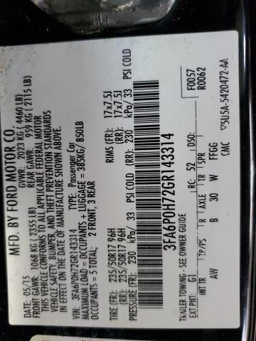 2016 FORD FUSION SE - 3FA6P0H72GR143314