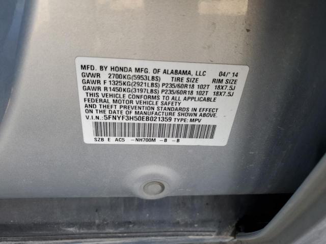 VIN 5FNYF3H50EB021359 2014 HONDA PILOT no.12