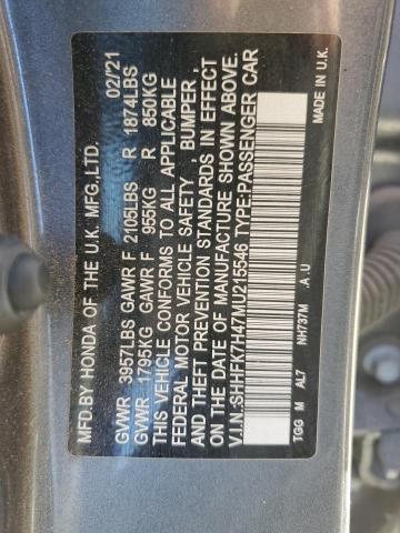 2021 HONDA CIVIC SPOR - SHHFK7H47MU215546