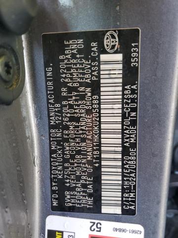 2019 TOYOTA CAMRY L - 4T1B11HK0KU205889