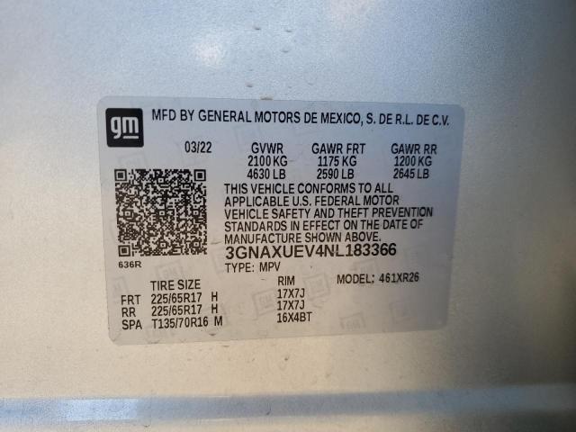 2022 CHEVROLET EQUINOX LT - 3GNAXUEV4NL183366