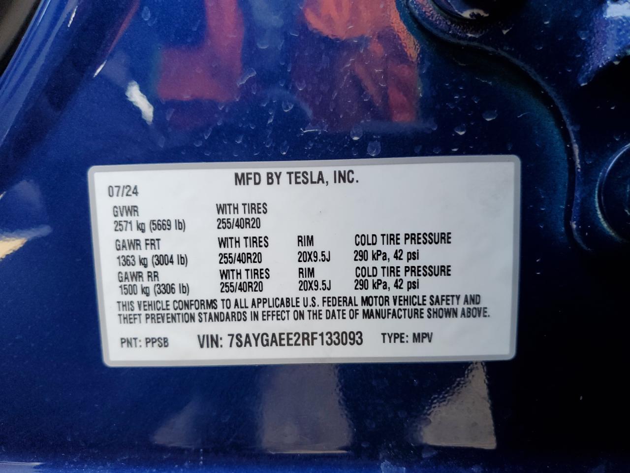 Lot #3034263092 2024 TESLA MODEL Y