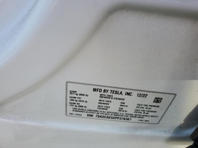 VIN 7SAXCAE5XPF378387 2023 TESLA MODEL X no.13