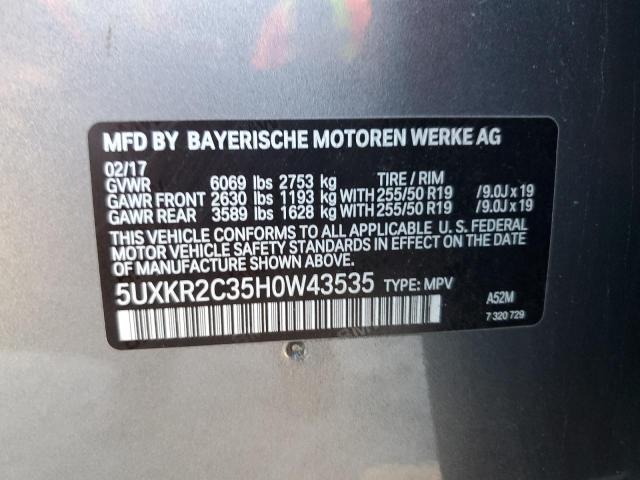 2017 BMW X5 SDRIVE3 - 5UXKR2C35H0W43535