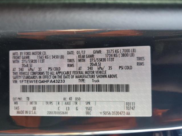 2017 FORD F150 SUPER - 1FTEW1EG4HFA43233