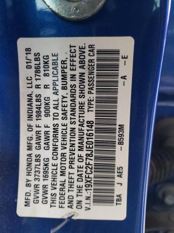 2018 HONDA CIVIC EX - 19XFC2F78JE016148