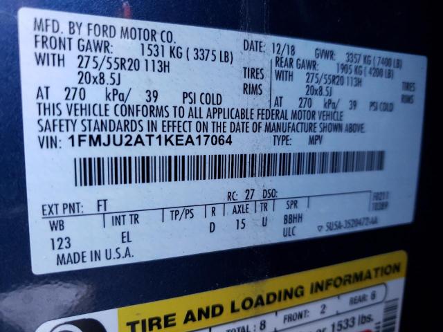 2019 FORD EXPEDITION - 1FMJU2AT1KEA17064