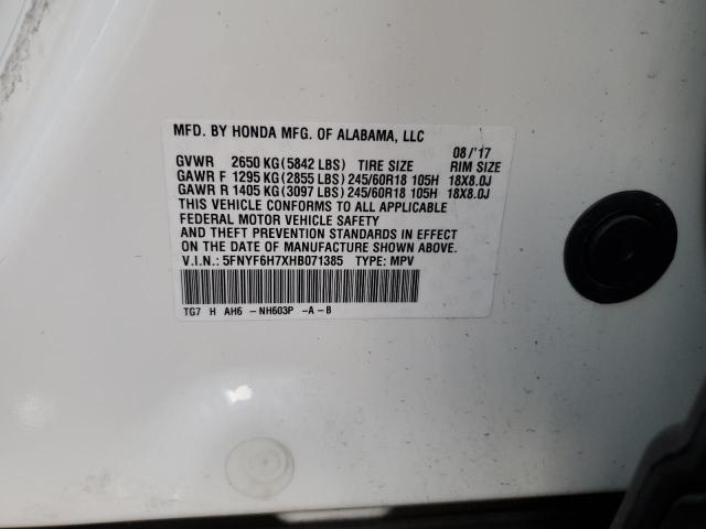 2017 HONDA PILOT EXLN - 5FNYF6H7XHB071385