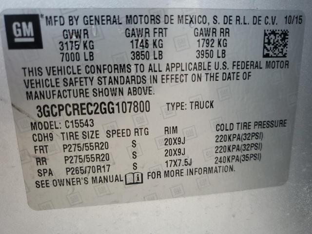 2016 CHEVROLET SILVERADO - 3GCPCREC2GG107800