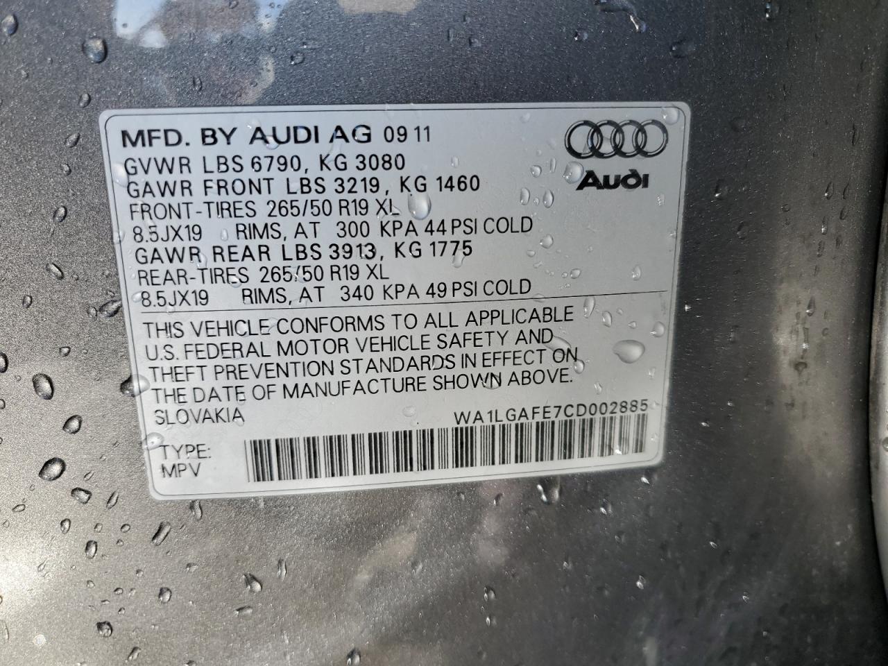 Lot #3029710070 2012 AUDI Q7 PREMIUM