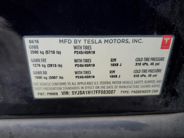 VIN 5YJSA1H17FF083087 2015 TESLA MODEL S no.12