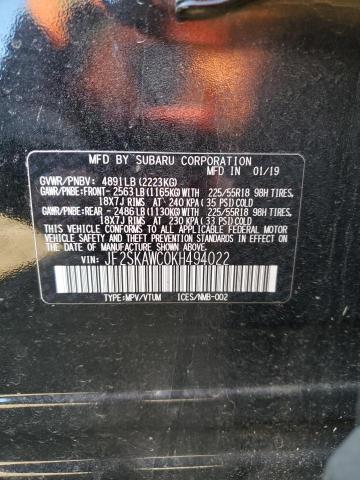 2019 SUBARU FORESTER T - JF2SKAWC0KH494022