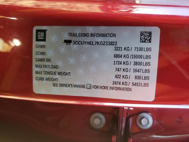 2019 CHEVROLET SILVERADO - 3GCUYHEL7KG233822